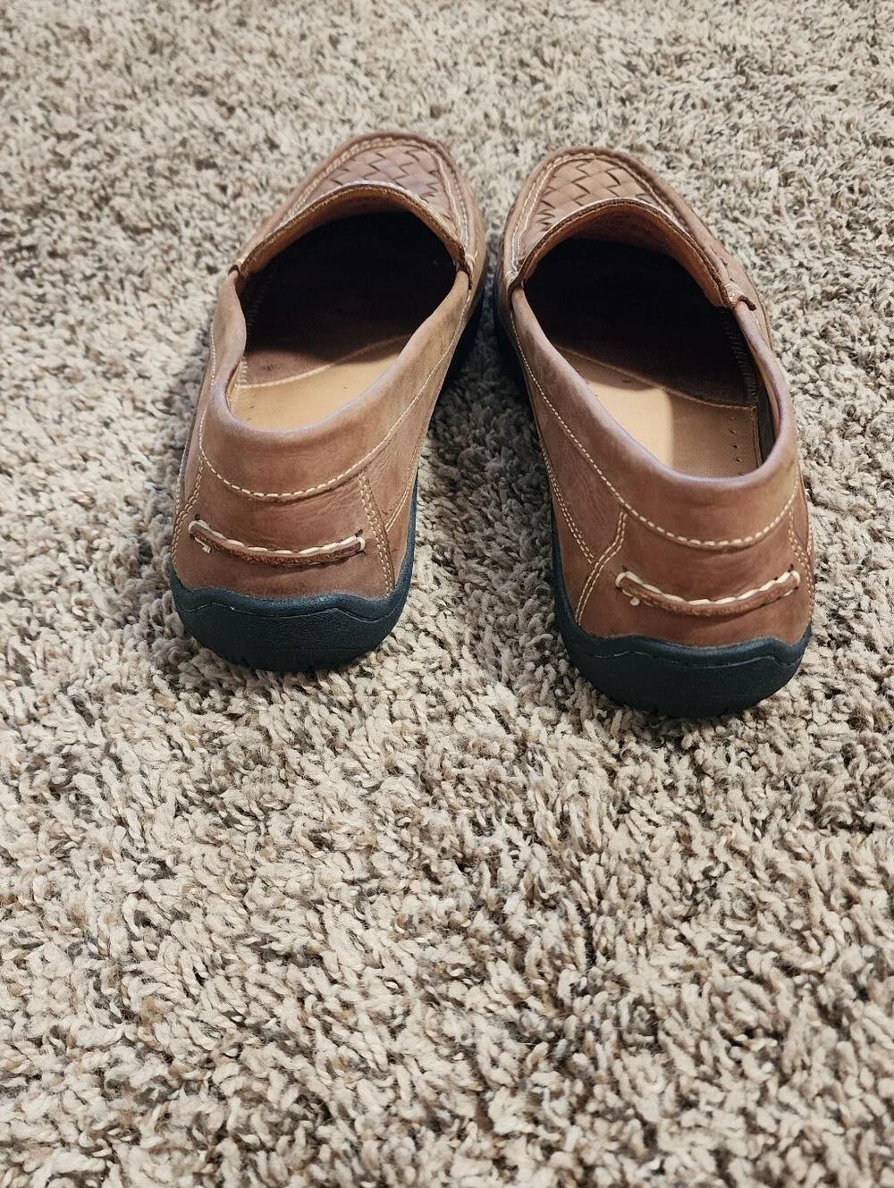 Johnston & Murphy Brown Woven Leather Loafers Slip On Moccasins 9 Business Work